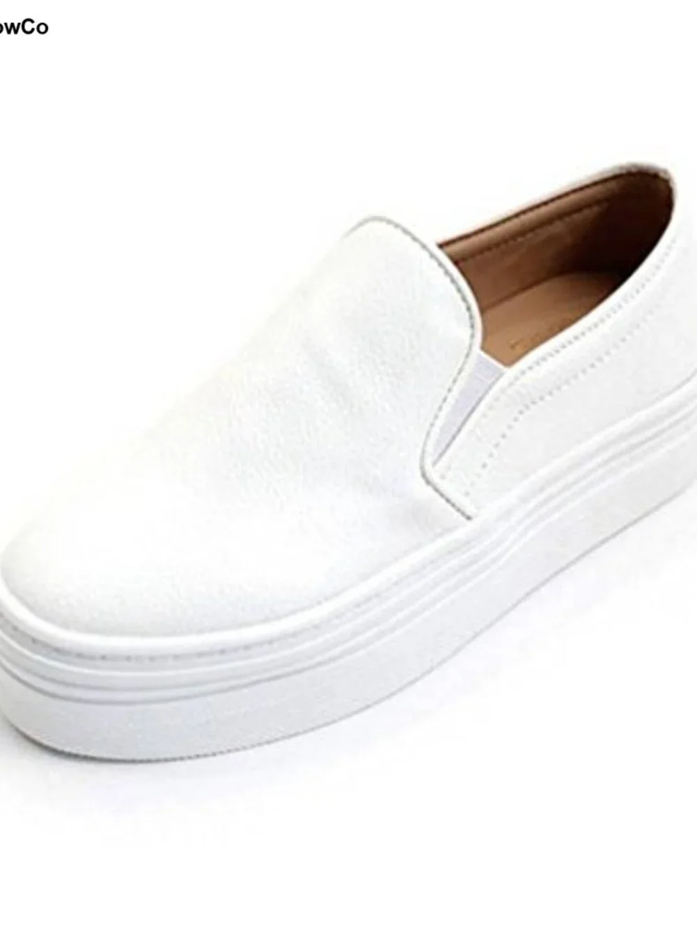 Women's Casual Slip-On Platform Sneakers Faux Leather Round Toe